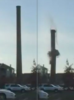 explosive demolition of the Ovaltine smokestack