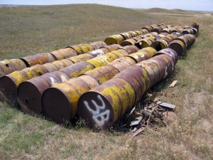 drums moved to central location for removal