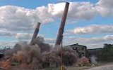 explosive demolition of Celotex boiler house & smokestacks