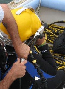 rigging a diver for surface-supplied dive