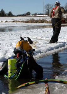 dive team performing underwater survey