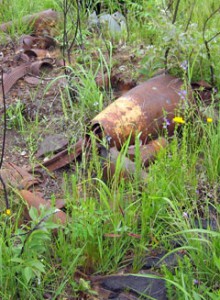 ordnance shells on military firing range