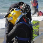 preparing to dive for underwater UXO