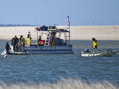 dive boat, diver and chase boat