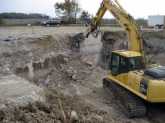 clearing rubble with heavy equipment