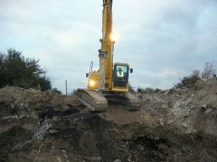 clearing rubble with heavy equipment