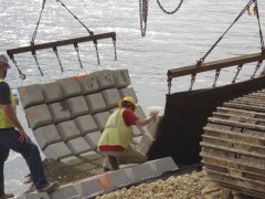 positioning concrete revetment mats