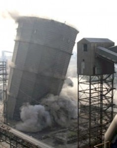 demolition of one of the ArcelorMittal towers